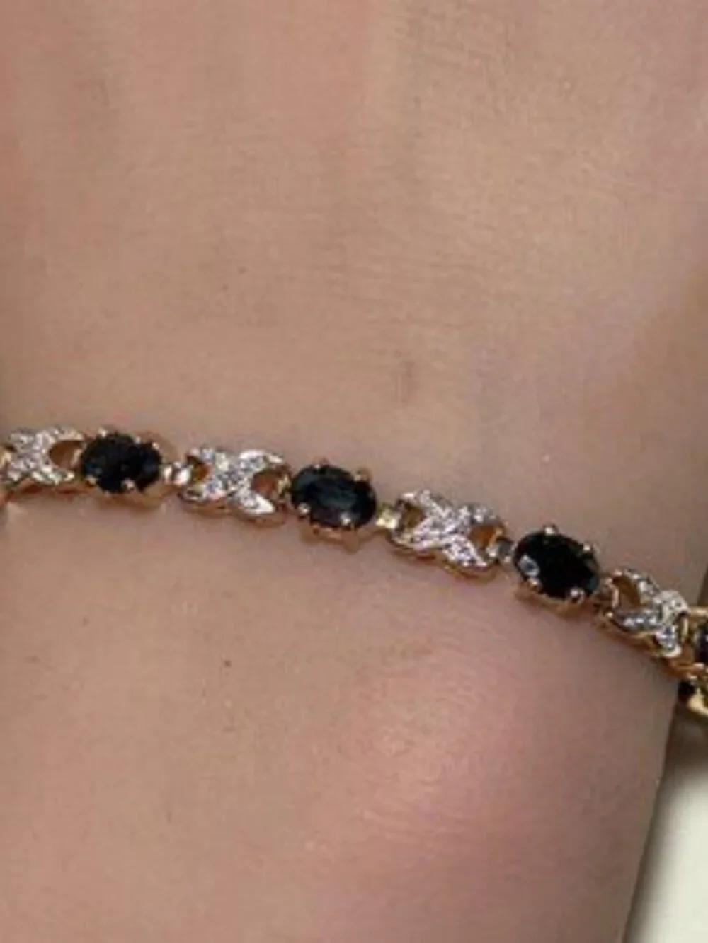 Lovely Sterling Silver Sapphire Tennis Bracelet